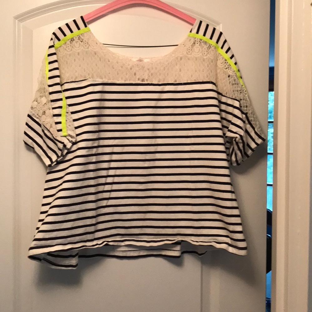 Blue and white striped crop top